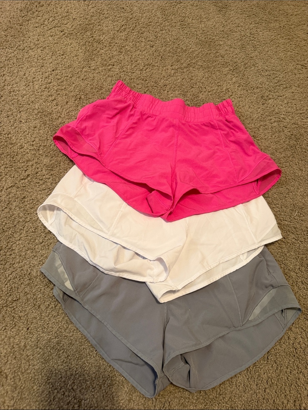Women’s Athletic Shorts - Hot Pink, White & Gray